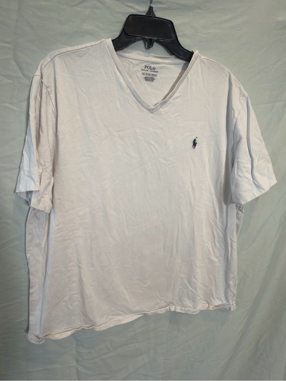 Polo by Ralph Lauren White V-Neck Tee with Navy Pony